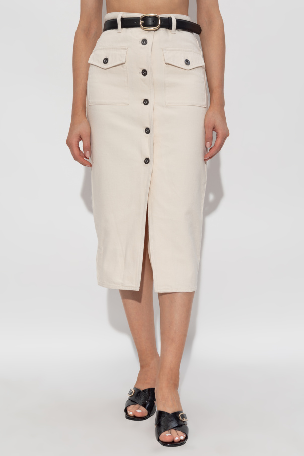 ミニスカート SELF PORTRAIT DENIM MIDI SKIRT WITH BELT Self-Portrait Denim Midi Skirt | Neutrals | FARFETCH